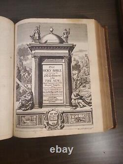 1703 HOLY BIBLE Oxford COMPLETE SET heavily illustrated VERY RARE King James