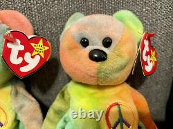 1996 TY Beanie Baby Peace the Bear Set of 3 RARE and Very Unique