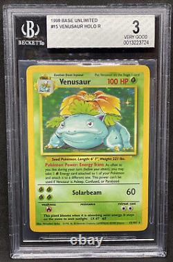 1999 Pokemon Base Set Unlimited Venusaur Holo 15/102 BGS 3 Very Good WOTC