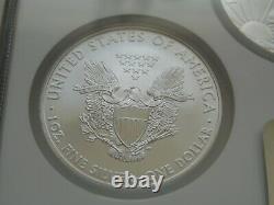 2008 W Reverse of 2007 Silver Eagle NGC MS70 NGC 4 Coin Holder Set. Very Rare