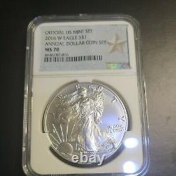 2016 W SILVER EAGLE ANNUAL DOLLAR COIN SET NGC MS70 very rare, low population