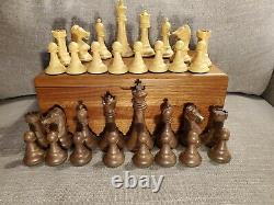38B VINTAGE DRUEKE Chess Set VERY RARE 5 King + Walnut Box EXCELLENT