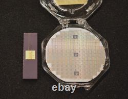4 Silicon wafer collectors set, Very Rare Motorola 68000 CPU wafer and chip