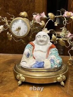 Antique Chinese Buddha Canton Clock Set. Very Rare Set Indeed