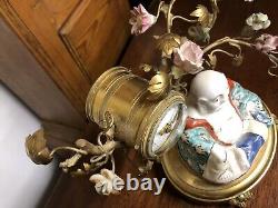 Antique Chinese Buddha Canton Clock Set. Very Rare Set Indeed