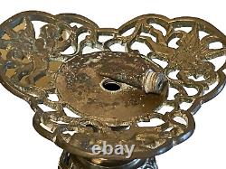 Antique Set of 3 Very Rare Art Nouveau Pierced Brass Adjustable Candleholders