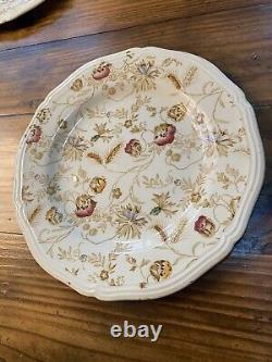 Antique Very Rare Poppyland Tan Multicolor By Wood & Sons Set Of 4 9in Plates