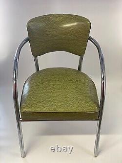 Antique (c1940) Very Rare Set of 4 Vinyl and Chrome Mid Century Sitting Chairs