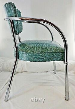 Antique (c1940) Very Rare Set of 4 Vinyl and Chrome Mid Century Sitting Chairs