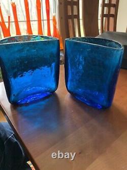 Blenko Hollow Bookends/Planter Set Very Rare! Listed #481 1953 Catalog/Turquoise