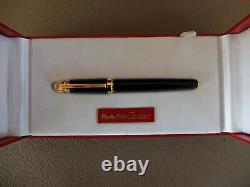 Cartier Pasha Fountain Pen Black Decor With18K Gold Nib Very Rare Complete Set