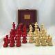 Chess Set Staunton Jaques Fremont Very Rare Red & White Circa 1900-1920 With Box