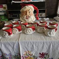 Christmas Santa Claus 1950s Royal Copley Ceramic Pitcher & Mug Set Very Rare