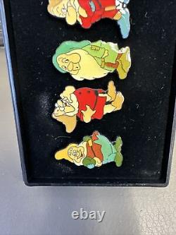Disney Very Rare Pin Set Box Dopey 7 Dwarfs Snow White Enamel Pins