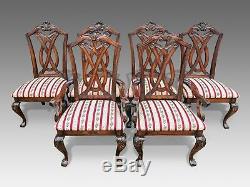 Exquisite very rare set of 6 Burr Walnut dining chairs, Pro French polished