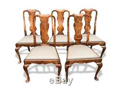 Exquisite very rare set of 6 Burr Walnut dining chairs, Pro French polished
