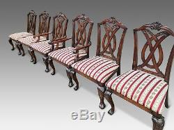 Exquisite very rare set of 6 Chippendale style chairs, Pro French polished