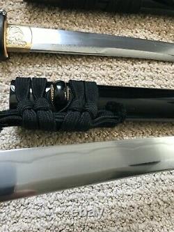 Genuine Bugei Liondog Daisho Very Rare Katana Wakizashi Tanto Samurai Sword Set