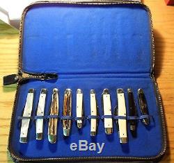 Hen & Rooster, Very Rare 10 Pocket Knife Set 1865-1976-111 Years. Mint In Case
