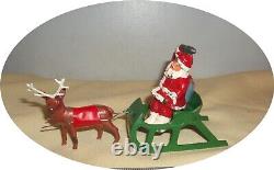 L858very Rare Set Nice Reindeer/ Sleigh / Holly Sprig Santa / Bag Barclay