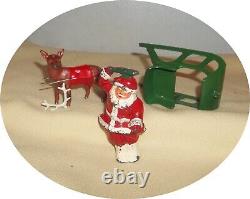 L858very Rare Set Nice Reindeer/ Sleigh / Holly Sprig Santa / Bag Barclay