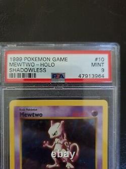 Mewtwo 1999 Pokemon base set holo SHADOWLESS very RARE PSA Mint 9