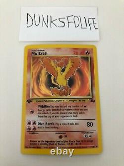 Moltres Pokemon Card 1st Edition Fossil Base Set Holo 12/62 Very Rare Must See