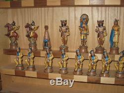 Native American/Western Chess Set, very rare with display cabinet