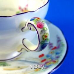 Painted Very Rare Star Mark Paragon Old World Garden Tea Cup and Saucer Set