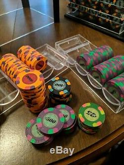 Paulson top hat and cane poker chips. Classic set very rare. Great condition