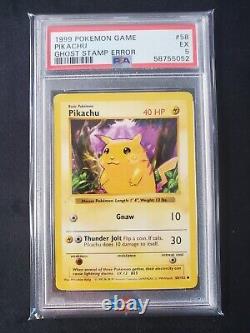 Pikachu 1st Edition Ghost Stamp Very Rare PSA 5 Excellent 99 Pokemon Base Set
