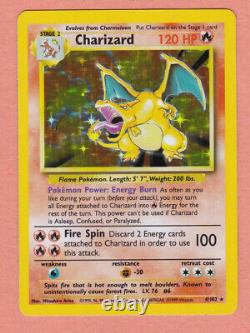 Pokemon Base Set Charizard #4/102 Holo Very Lightly Played In A Penny Sleeve