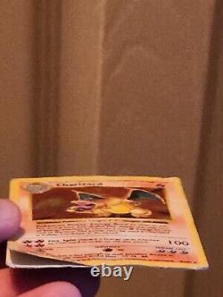 Pokemon Base Set Holo Card Charizard 4/102 Shadowless Very Heavy Play -PSA
