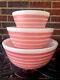 Pyrex Rainbow Pink Stripe 3pc Mixing Bowl Set, Very Rare 401, 402 & 403