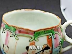 RARE STYLE Very Early Chinese Famille Rose Medallion Tea Cup and Saucer Set
