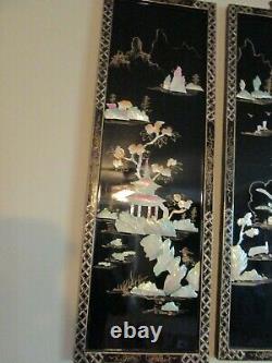 Set 4 Chinese Wall art made with seashells(Very Rare) each 12x36