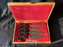 Set Of 4 Shun Ken Onion DM-0511 Steak Knifes 4-1/2 Blade Very Rare With Case