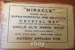 Uncle Als Miracle Model 2 One Tube Crystal Set Radio. 100 Years Old. Very Rare