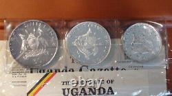 VERY RARE 1969 REPUBLIC OF UGANDA 6 COIN Silver PROOF SET OF COINS W DISPLAY/COA
