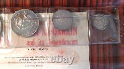VERY RARE 1970 UAE UMM AL QAIWAIN 4 COIN Silver PROOF SET OF COINS W DISPLAY/COA
