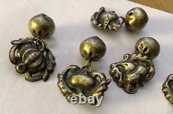 VERY RARE Antique 5 Chinese Silver TOGGLE ROBE Buttons SET FRUIT DESIGN