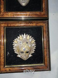 VERY RARE Daniel Swarovski Cristal framed Carnival mask Made in italy 8pc set
