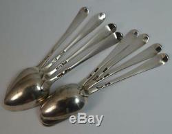 VERY RARE Set of Eight Solid Silver George II Tea Spoons with Crest