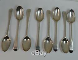 VERY RARE Set of Eight Solid Silver George II Tea Spoons with Crest