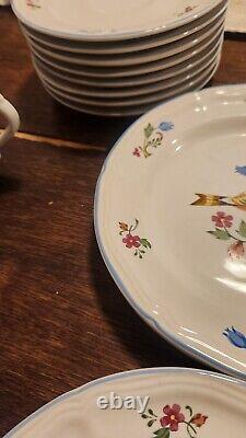 VERY RARE Tienshan Stoneware 39 piece Aviary Birds and Flowers Set Missing 1 Cup