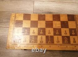 VERY RARE! VERY OLD! Antique Chess MOSCOW MSU Set USSR Completely wooden #C522