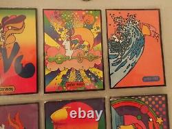 VERY RARE peter max set of 6 gallery poster promo card Woodstock 25 year 1994