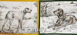 VERY RARE set of 2 HERMES Dog COTTON LUNCH TABLE MAT Pillow Monarch Levriers