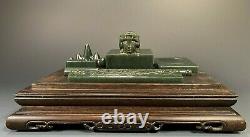 Very Fine Rare China Chinese Jade Scholars Calligraphy Set & Two Seal ca. 1930