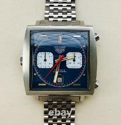 Very RARE 1972 Heuer 1133B Vintage Steve McQueen Monaco Watch FULL SET! + Papers